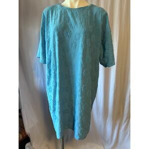 Olly & Beth Blue Flower Terry-Cloth Dress - Large